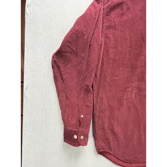 Eddie Bauer Corduroy Flannel Shirt Men's XL Tall Red Herringbone - Picture 2 of 13
